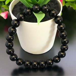 Onyx Natural Stone Beads Stretchable Bracelet